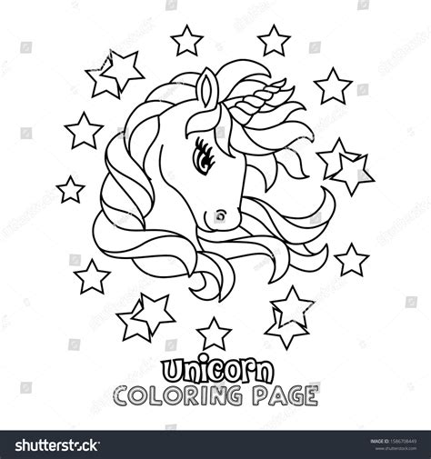 Cute Unicorn Outline Drawing Coloring Book Stock Vector Royalty Free