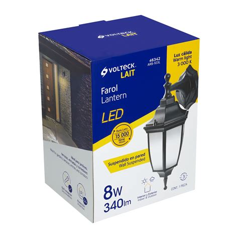 Arbotante De Led W Tipo Farol Suspendido Negro Volteck Arbotantes