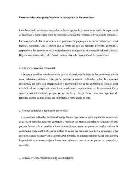 Factores Culturales que influyen en la percepción de las emociones