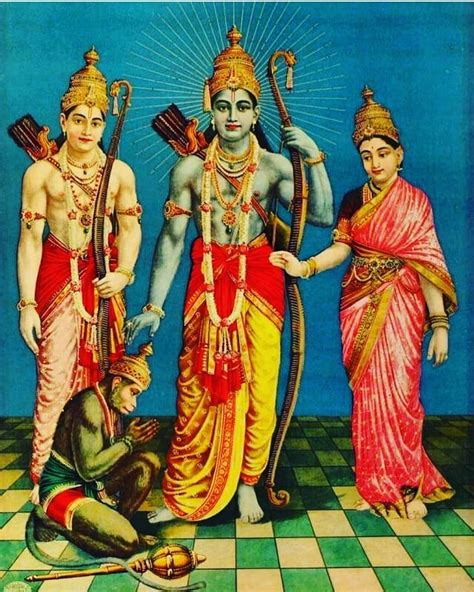 Shri Ram Lakshman Sita Devi And Hanuman By Raja Ravi Varma Etsy