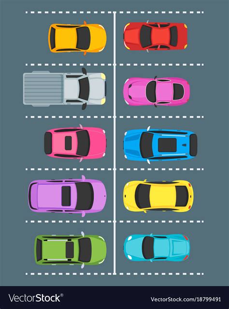 Cartoon parking zones with cars top view Vector Image