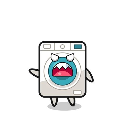 Premium Vector Cute Washing Machine Cartoon In A Very Angry Pose