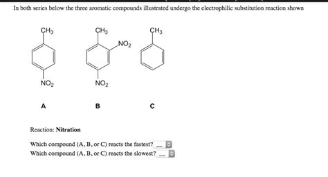 Solved In Both Series Below The Three Aromatic Compounds Illustrated Undergo The Electrophilic