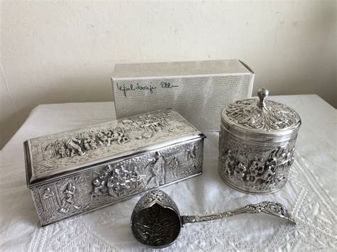 Vintage Herbert Hooijkaas Silver Plated Tea Caddy Box And Catawiki