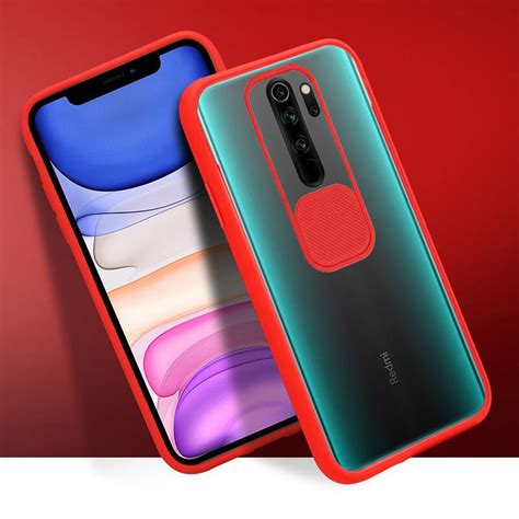 Xiaomi Redmi Note 8 Pro Kılıf Kırmızı Kamera Lens Korumalı Kılıf