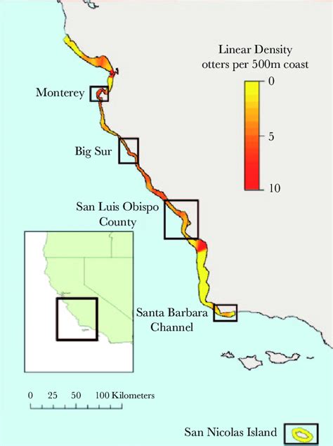 Map Of The Current Southern Sea Otter Enhydra Lutris Nereis