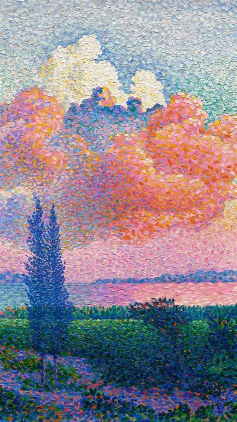 Vintage art mobile wallpaper, iPhone background, The Pink Cloud by Henri-Edmond Cross | premium ...