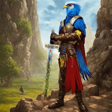 A Bird Warrior Stands At Attention Raiart