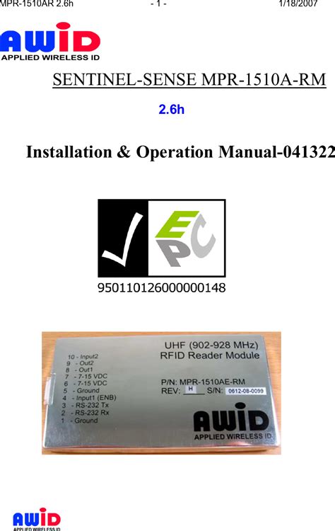 Applied Wireless Identifications Group M26H RFID READER MODULE User