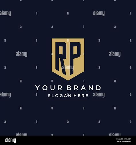 Rp Monogram Initials Logo Design With Shield Icon Template Stock Vector