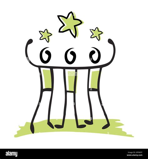Stickman Stick Figure Reaching The Success Star Stock Vector Image
