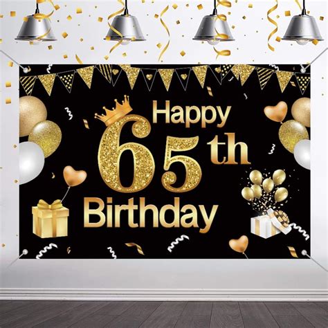 65th Birthday Decorations Happy 65th Birthday Backdrop For Men And