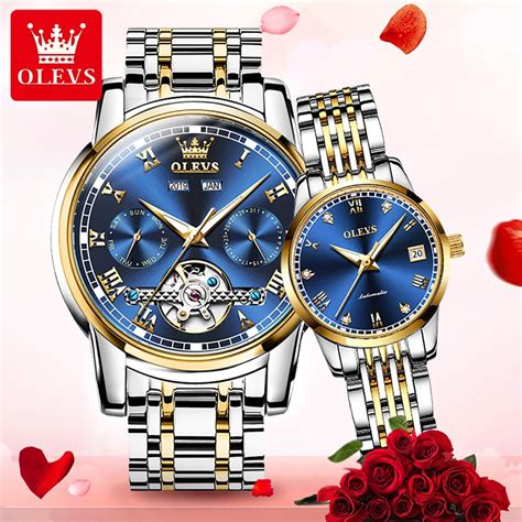 Olevs Reloj De Acero Inoxidable Chapado En Oro Para Hombre Y Mujer