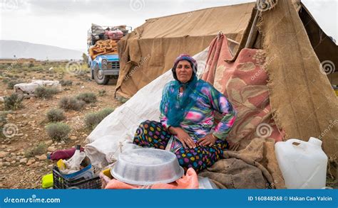 Qashqai Nomadic Woman Infront Of Her Tent Iran Editorial Stock Photo