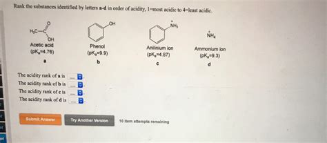 SOLVED Rank The Substances Identified By Letters A D In 48 OFF