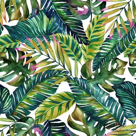 Tropical Green Leaves Pattern Painting By Mark Ashkenazi Pixels