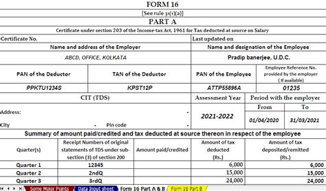 Know About The New Revised Format Form 16 With Automated Income Tax Form 16 In Excel For The F