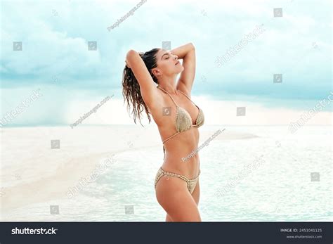 Woman Confidence Bikini Water Tropical Island Stock Photo 2451041125