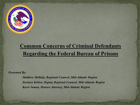 Common Concerns Of Federal Defendants With Federal Bop Ppt