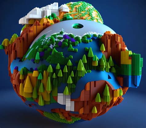 Lego Earth Planet 3d Futuristic Render