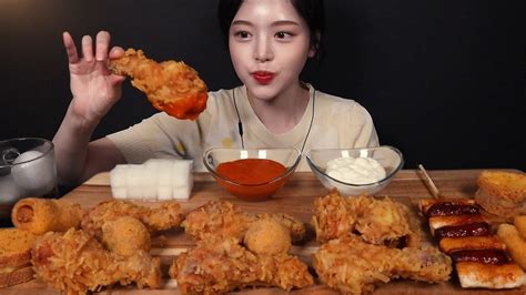 Sub 역대급바삭함 Bhc 포테킹 후라이드 치킨 먹방 🍗 뿌링핫도그 뿌링치즈스틱 빨간소떡 뿌링클 사이드까지 리얼사운드