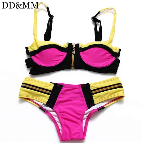 Dd Mm Women Bikini Set Sexy Brazilian Bikini Solid Swimwear Swimsuit