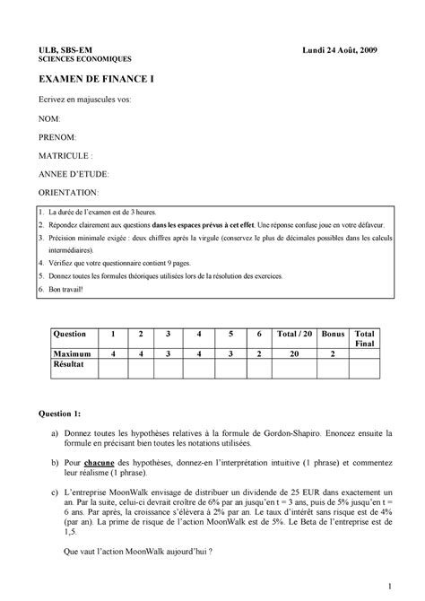 Examen august 2009 questions et réponses examen complet et officiel