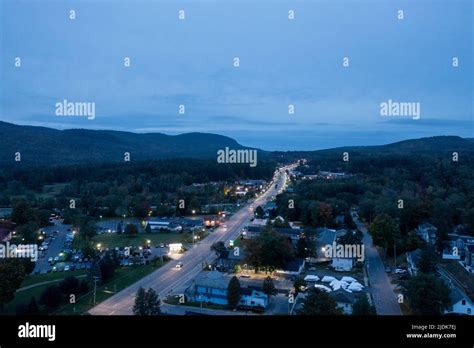 Aerial View Of The City Of Lake George New York In The Early Morning