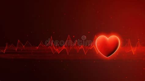 Red Heart On Electrocardiogram Ecg With Red Heart Heart Wave Heart