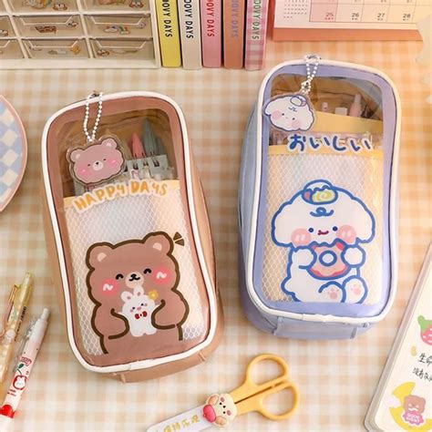 Mxzzand Trousse Crayons Kawaii Kawaii Trousse Crayons Portable Et