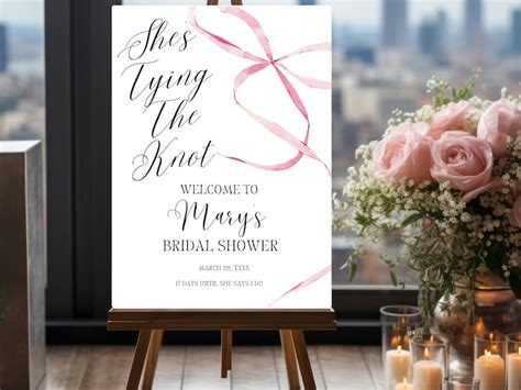 Shes Tying The Knot Themed Bridal Shower Customizable Canva Template