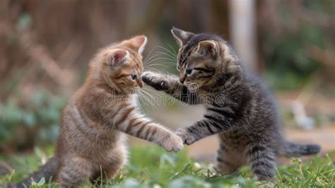 Two little kittens playing stock image. Image of animal - 303583629