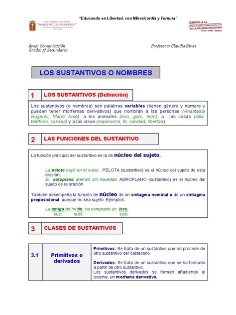 PDF Ficha 5 Sec El Sustantivo DOKUMEN TIPS