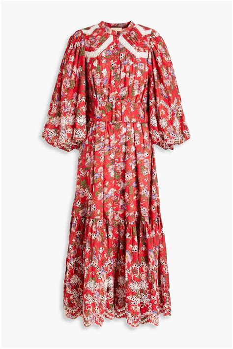 Bytimo Belted Floral Print Broderie Anglaise Cotton Midi Dress The Outnet