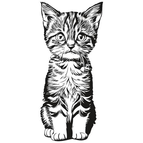 Lindo Gato Dibujado A Mano Ilustraci N Vectorial Gatito Blanco Y Negro