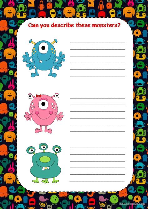 Monsters English ESL Worksheets Pdf Doc