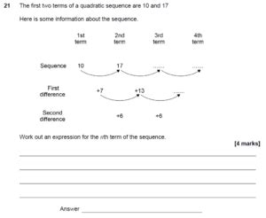 GCSE 9 1 Maths Quadratic Sequences Past Paper Questions Pi Academy