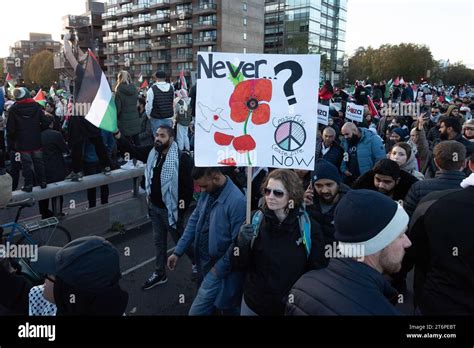 Londres Reino Unido 11 De Noviembre De 2023 Cientos De Miles De Partidarios Palestinos