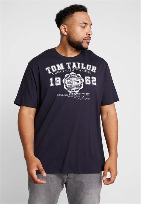 Tom Tailor Men Plus Logo Tee T Shirt Imprimé Navy Blue Zalandofr