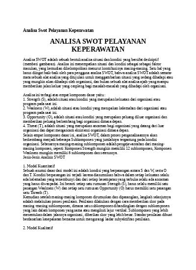 Analisa Swot Pelayanan Keperawatan Docx