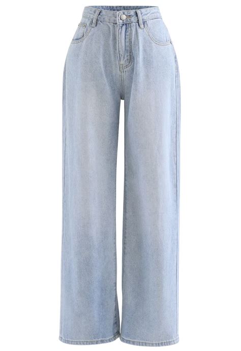 Light Blue Wide Leg Jeans Retro Indie And Unique Fashion