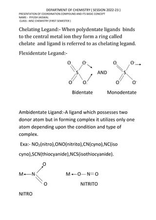 Coordination compound and its basic concepts | PDF