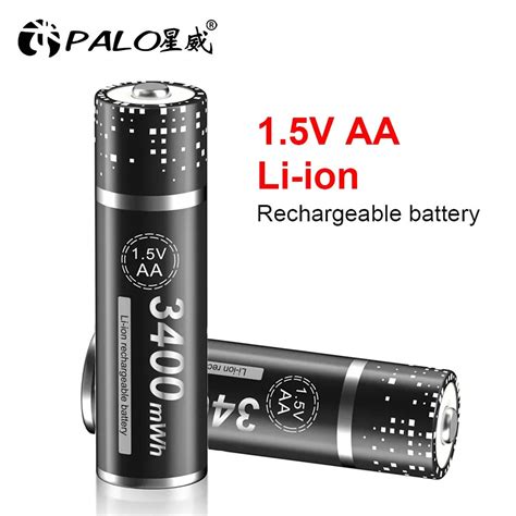 Black 1 5V AA Lithium Ion Battery 3400Mwh High Capacity Aa Li Ion