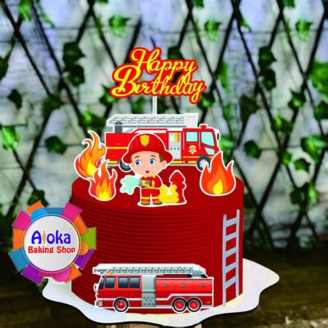 Jual Topper Kue Tema Pemadam Kebakaran Fire Truck Firefighter