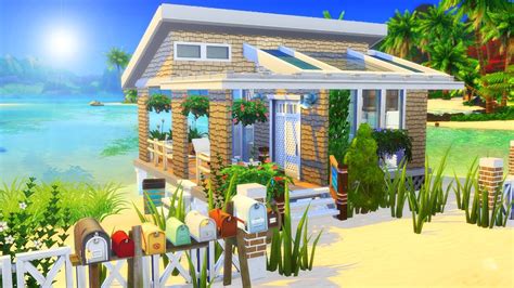 TINY STARTER BEACH HOME The Sims 4 Speed Build NO CC House YouTube