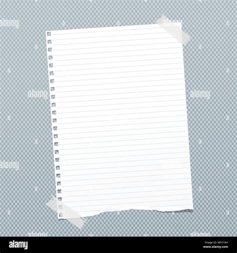 Torn White Lined Note Notebook Paper Sheet For Text Stuck With Sticky