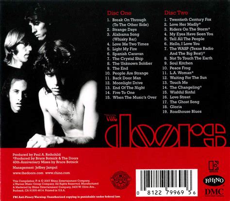 The Very Best Of The Doors W Bonus Tracks 40th Anniversary 2 Cd