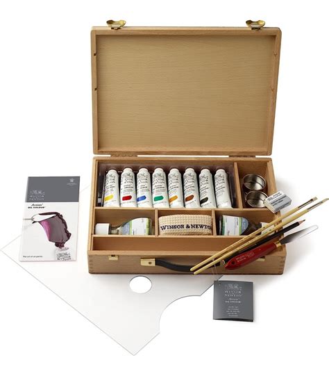 Caja madera Winsor Newton óleo Artist 8 tubos