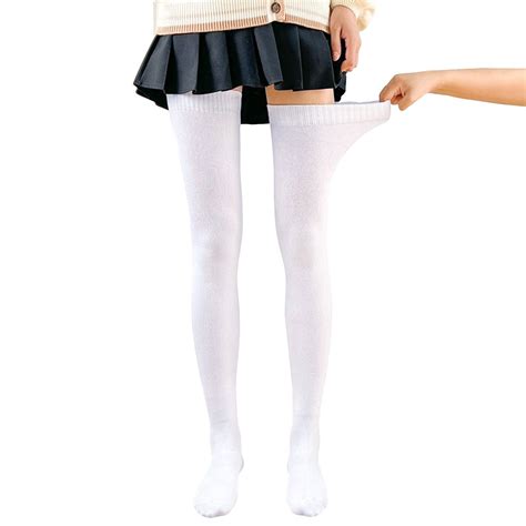 Sandistore Stockings With Garter Belt Attached Womens High Socks Opaque