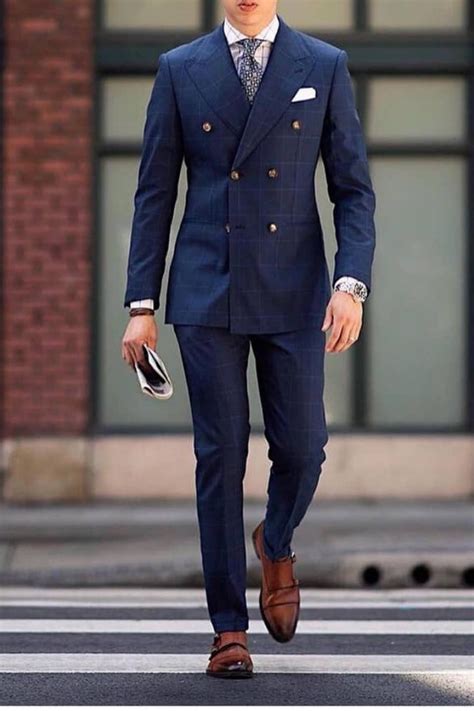 Mens Navy Windowpane Suit Gentleman Style Giorgenti Custom Suits